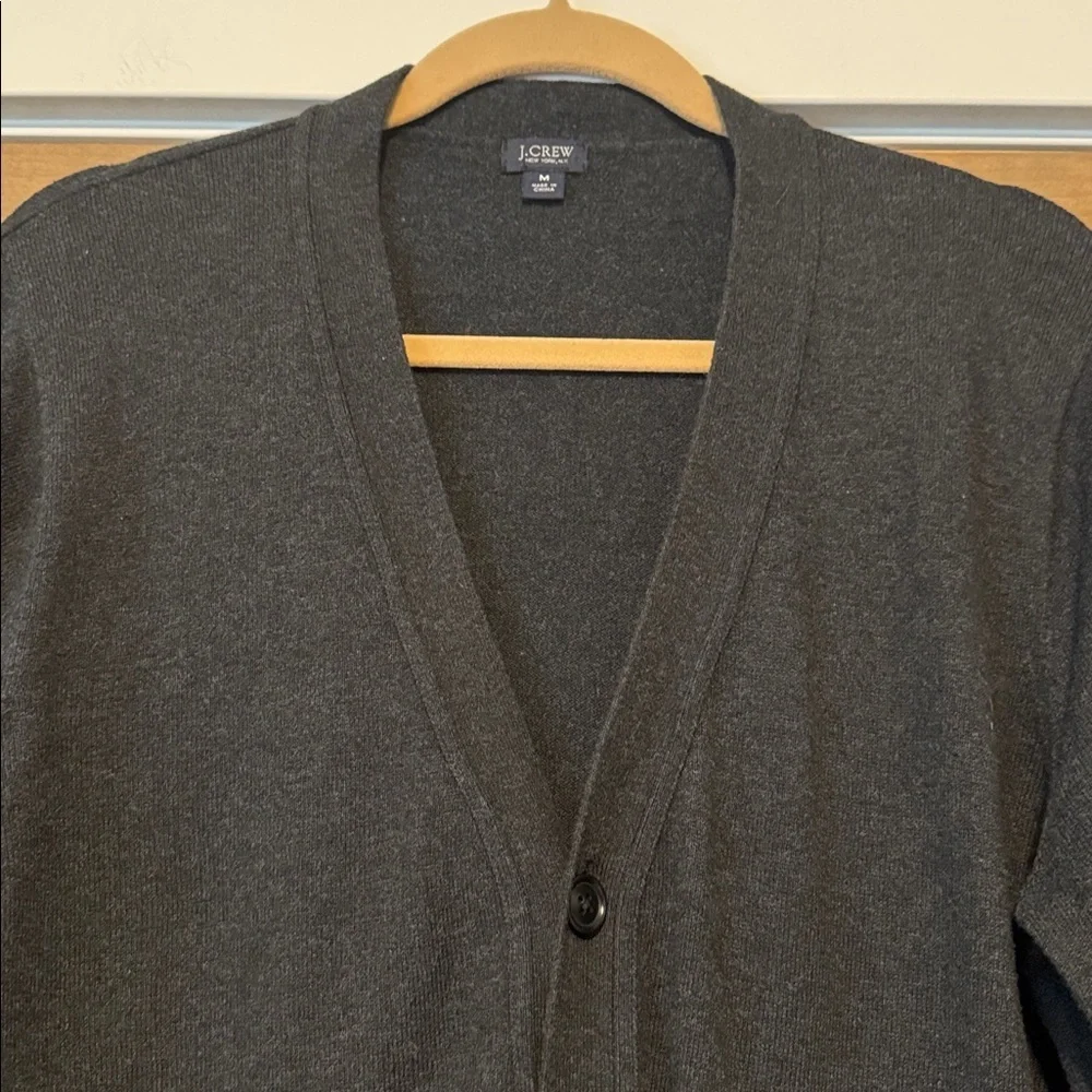 J. Crew Button Down Cardigan Womens M V neck Cashmere blend Grey Preppy Grandpa - Picture 4 of 8